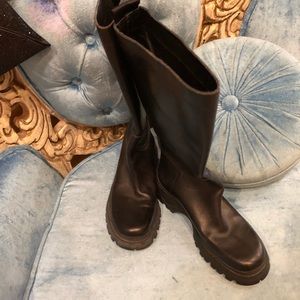 Prada Black Leather Boots Size 38